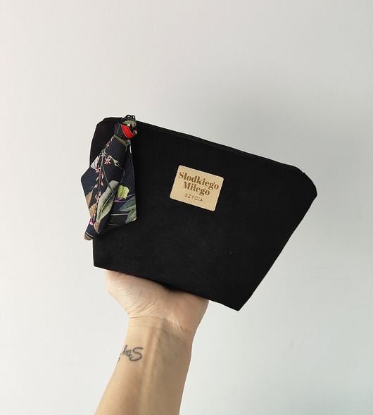 kosmetyczki Mała Kosmetyczka HANA Dark Blooming Garden - kosmetyczka z nubuku