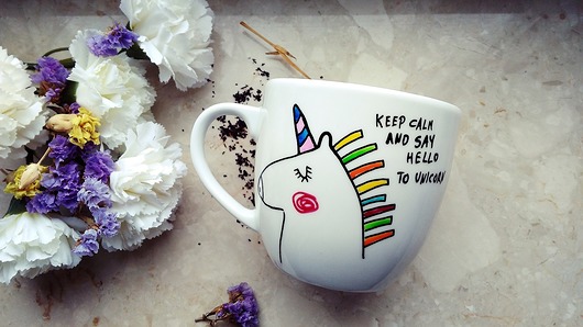 kubek keep calm and say hello to unicorn MUKI design