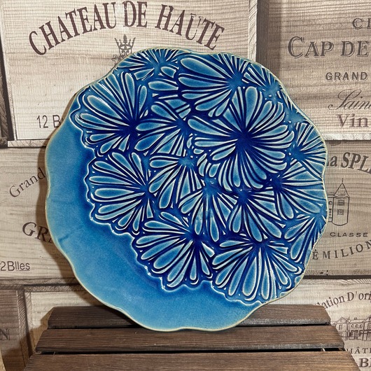 patery i talerze Niebieska patera z motywem kwiatowym