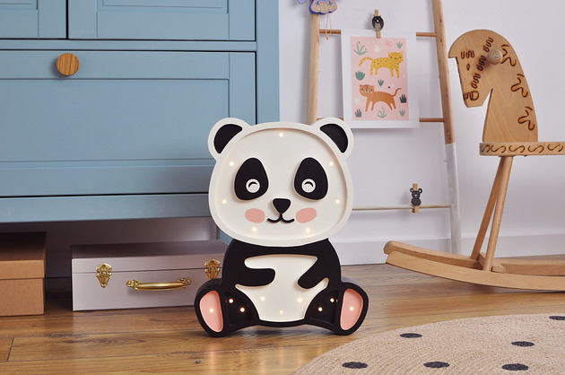 lampy do pokoju dziecka Drewniana lampka LED panda