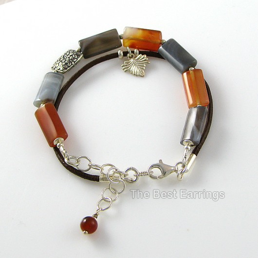 brown and grey agate - bransoletka yamira