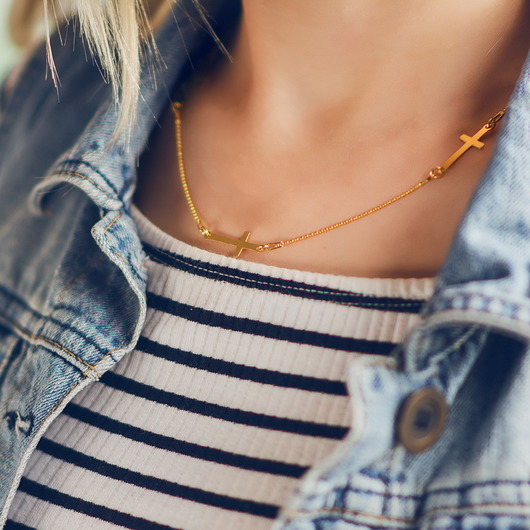 Choker-łańcuszek krzyżyk srebro 925 pozłacane Coccola JEWELLERY