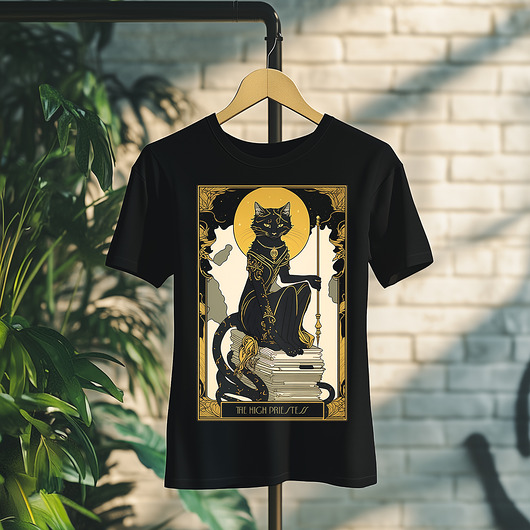 t-shirty męskie Koszulka - Kocia karta Tarota - Kapłanka, The High Priestess #9