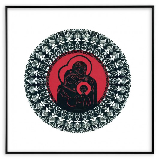Święta Rodzina (Kurpie Art Papercut) na ludowo