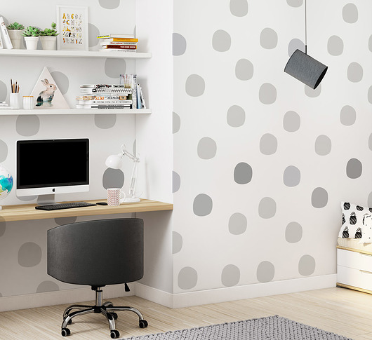 naklejki ścienne do pokoju dziecka Tapeta dla dzieci Szare Kropki ( Grey Dots )