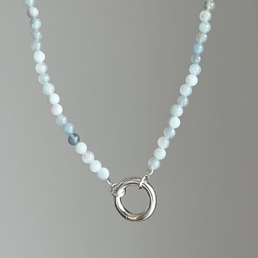 korale Naszyjnik ZAPIĘCIE KOŁO akwamaryn OCEAN kamienie naturalne niebieski