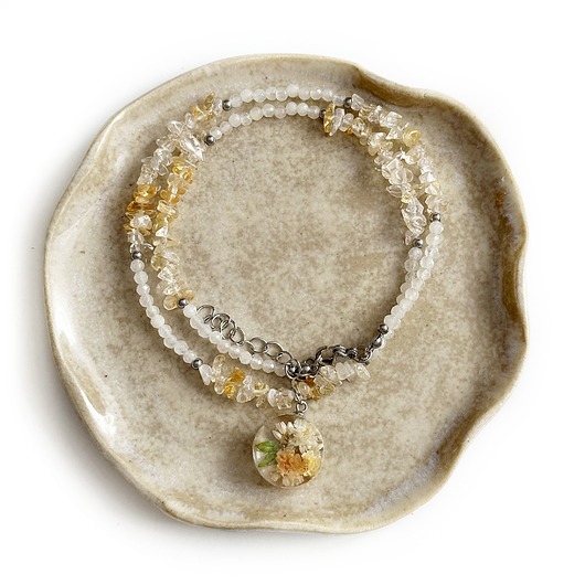 wisiory Naszyjnik z gipsówką - Agat i Cytryn