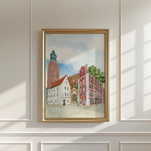 plakaty Plakat Wrocław, Kamieniczki Jasia i Małgosi, akwarela