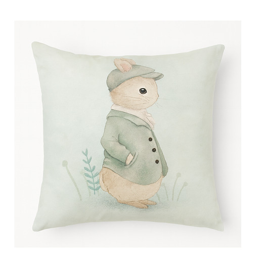 poduszki z grafiką Wielkanocna poszewka dekoracyjna Zając w kaszkiecie