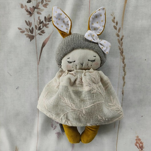 przytulanki dla niemowląt i dzieci Przytulanka welurowa Królik handmade