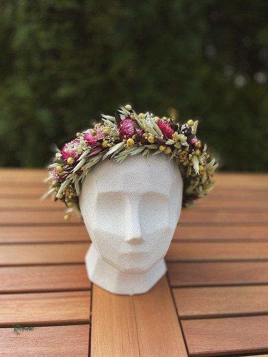 Ślubne ozdoby do włosów Wianek na głowę Wianek ślubny opaska z suszonych kwiatów RUSTYKALNY