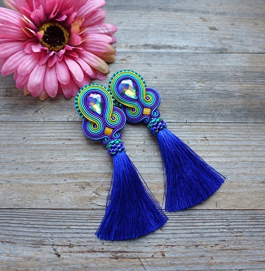 Lily - kolczyki sutasz z chwostami Mró Soutache