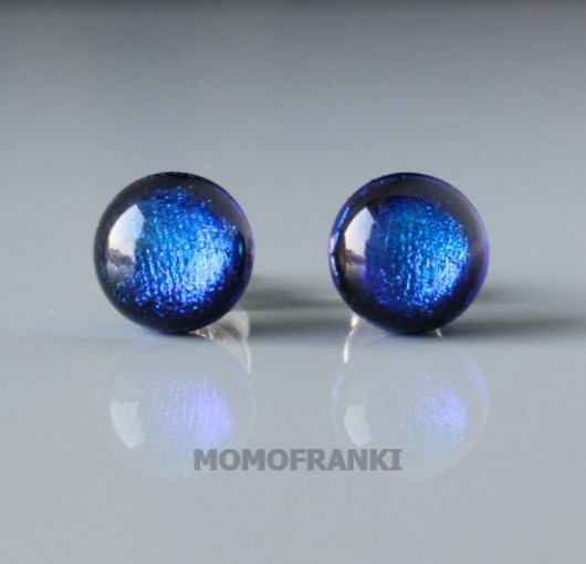 kolczyki szklane dark blues