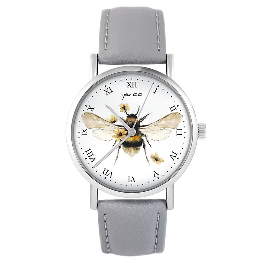 Zegarek - Bee natural - skóra, szary yenoo