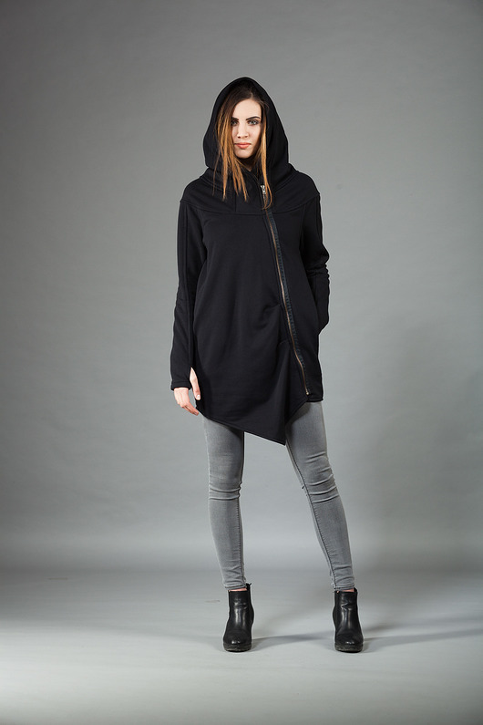 bluza z kapturem damska Bluza damska,asymetryczna bluza bawełniana, gothic style