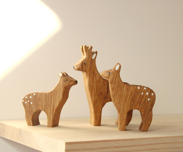 klocki i zabawki drewniane Rodzina saren - zestaw drewnianych zabawek - Leśne zwierzęta
