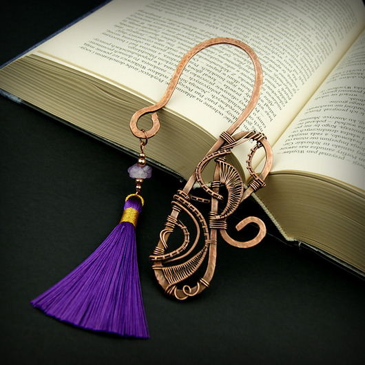 zakładki do książek Ozdobna zakładka do książki z ametystem wire wrapping