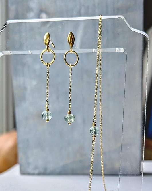 złote naszyjniki Fluoryt - zestaw z pozłacanego srebra