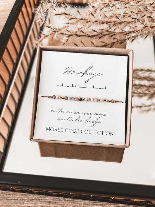 bransoletki z kamieni naturalnych Bransoletka Dziękuję Morse Code Collection