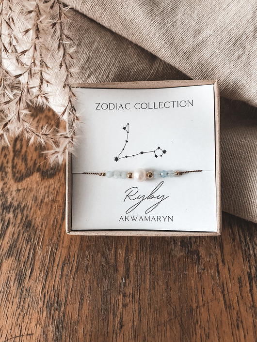 bransoletki z kamieni naturalnych Bransoletka znak zodiaku Ryby akwamaryn