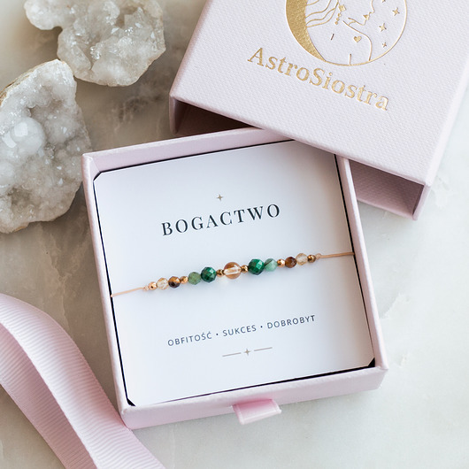 bransoletki na sznurku Bogactwo bransoletka Cytryn Malachit Szmaragd amulet talizman