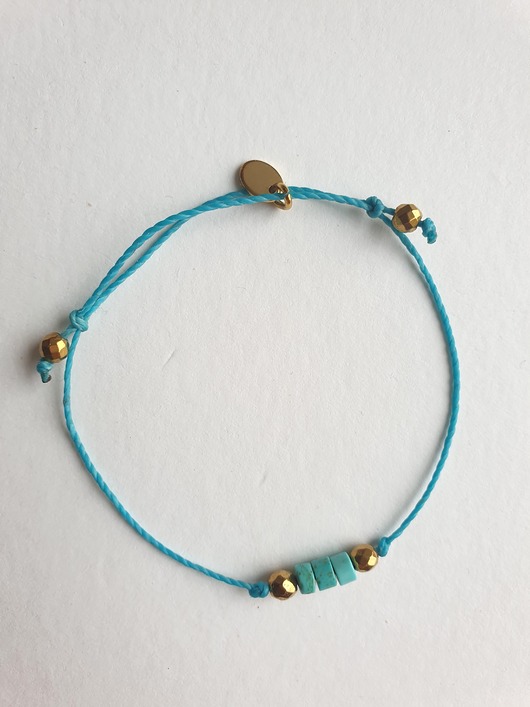 bransoletki na sznurku Bransoletka BOHO sznurkowa turkusowa, turkus, hematyt