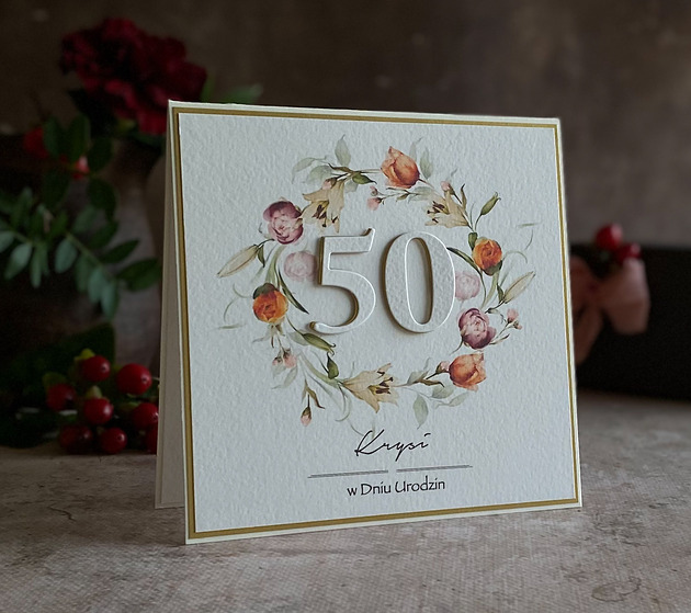 kartki scrapbooking Personalizowana kartka na 50. urodziny / Jubileuszowa, BH 65