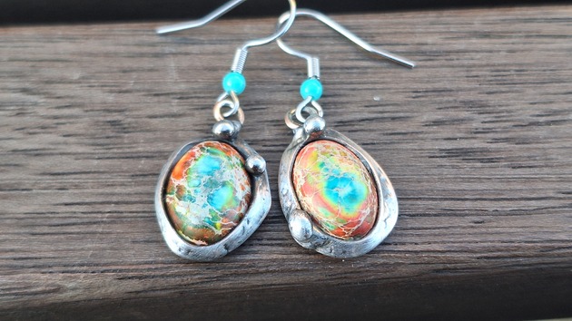 kolczyki z kamieniami Kolczyki Kolorowe jaspisy