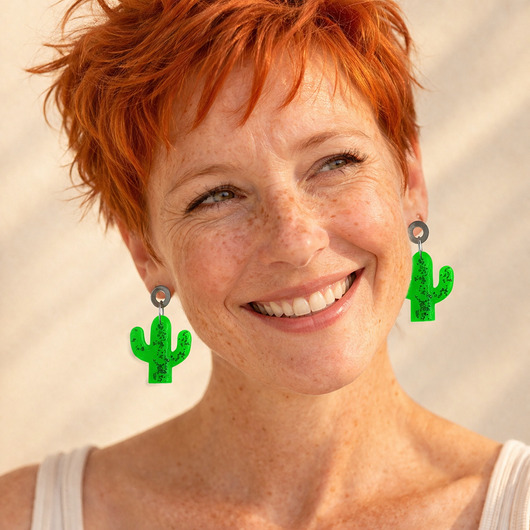 kolczyki z żywicy Kolczyki z żywicy : KAKTUSY : neon green