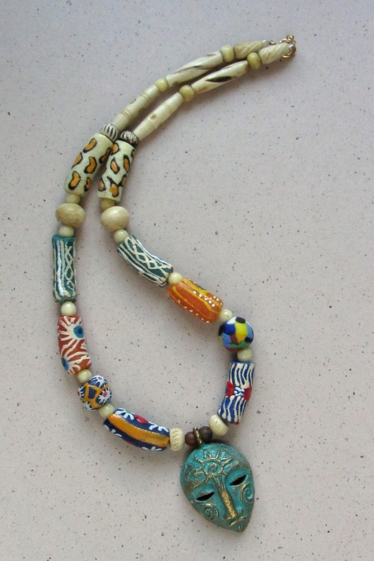 naszyjniki - inne Afrikana- naszyjnik z koralikami Krobo