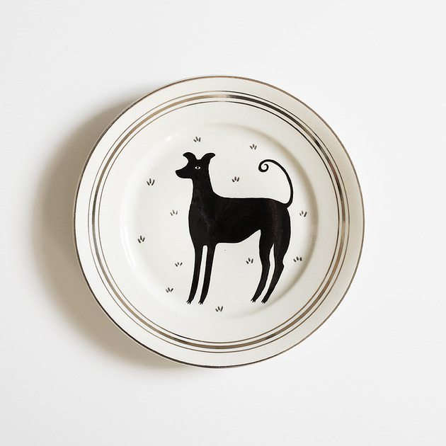 Ozdoby na ścianę Talerz na ścianę - czarny pies