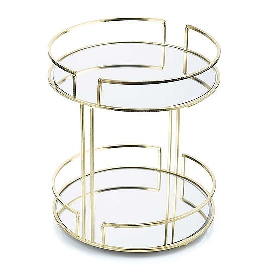 patery i talerze Patera Metalowa Złota Dwupoziomowa z Lustrem