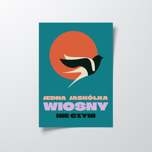 plakaty Plakat kolorowy retro, jaskółka