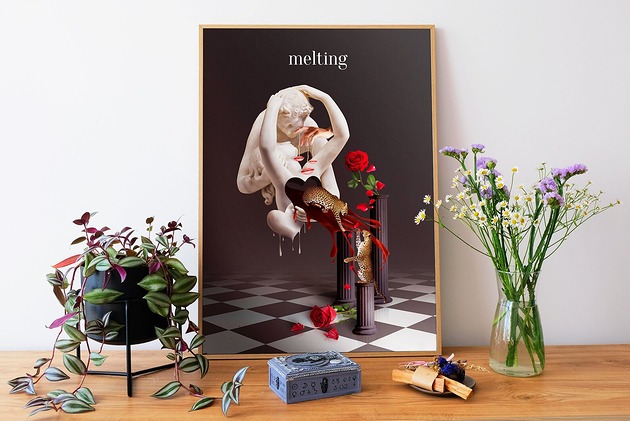 plakaty Surrealistyczny Plakat "Melting" Kolaż