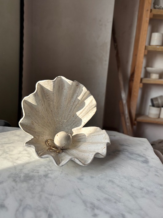 pojemniki na biżuterię Ceramiczna Muszla Muszelka Skarbiec z Perłą na Biżuterię Milky Romantic