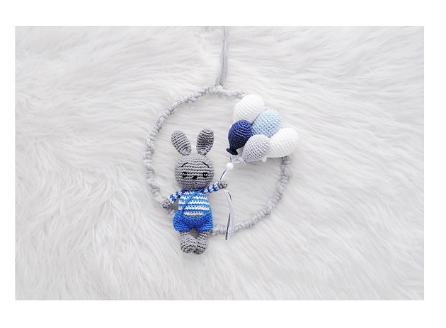 łapacze snów Łapacz snów z zajączkiem - niebieski