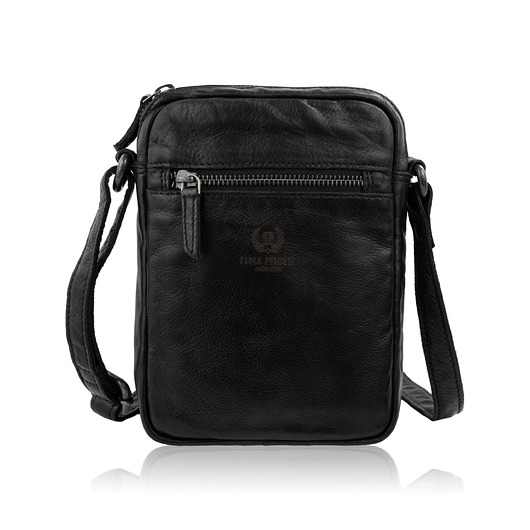 torby i nerki męskie Saszetka męska skórzana czarna na ramię washed leather SL-03-CSBL