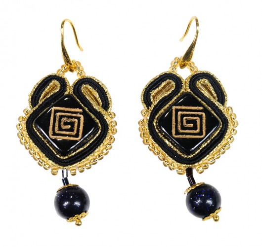 Kolczyki sutaszowe Black&Gold III EDYTA TOBIASZ