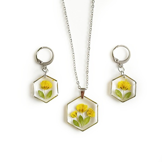 komplet biżuterii Komplet biżuterii z kwiatami