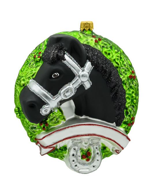 ozdoby choinkowe Bombka choinkowa: Koń fryzyjski w wieńcu