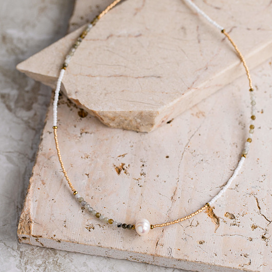 chokery Choker z labradorytem i perłą