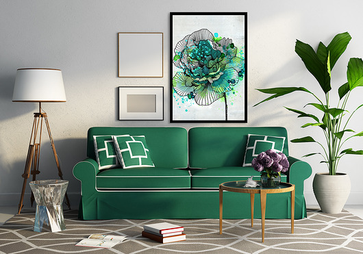 OBRAZ NA PŁÓTNIE - TURKUSOWA RÓŻA  - 70x100cm LUdesign gallery