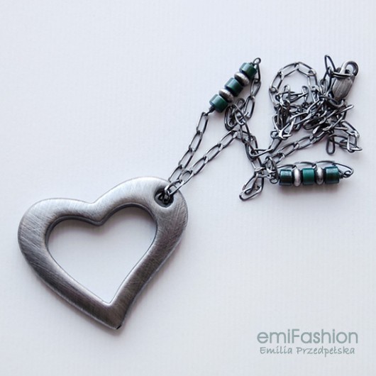Promocja - Srebrne serce z Malachitem MAREMI Jewelry
