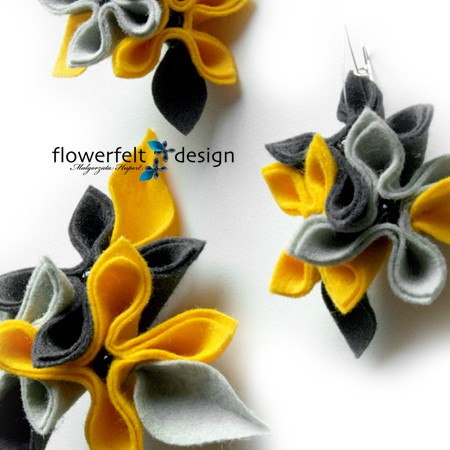 szarości z żółtym  FlowerFelt Design