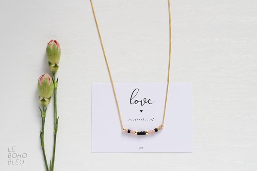 LOVE Morse Code Necklace Le Boho Bleu