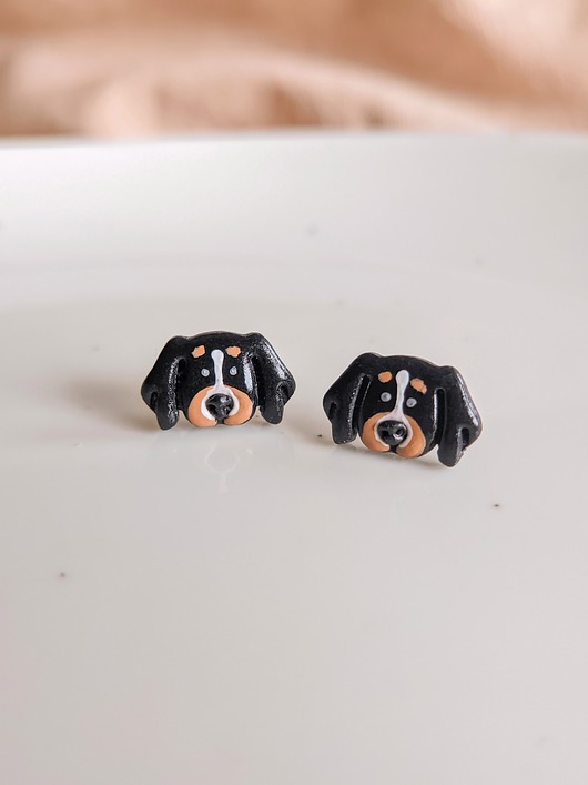 kolczyki z masy plastycznej Kolczyki biżuteria łaciate pieski, czarny pies piesek cocker spaniel