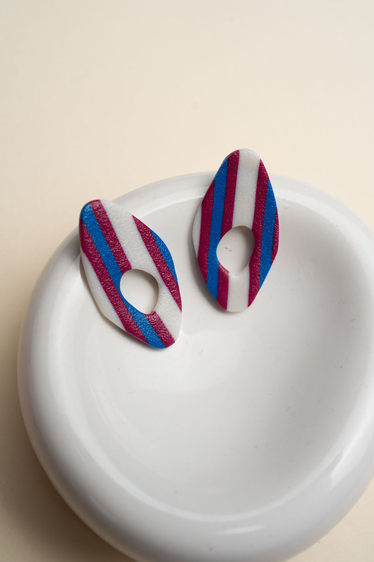 kolczyki z masy plastycznej Sztyfty w organicznym kształcie