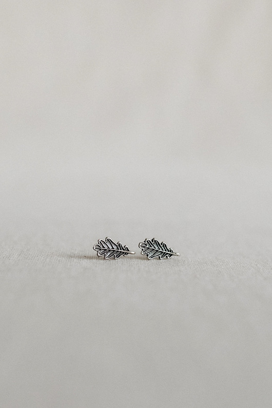 kolczyki srebrne Kolczyki listki DĘBU sztyfty srebrne