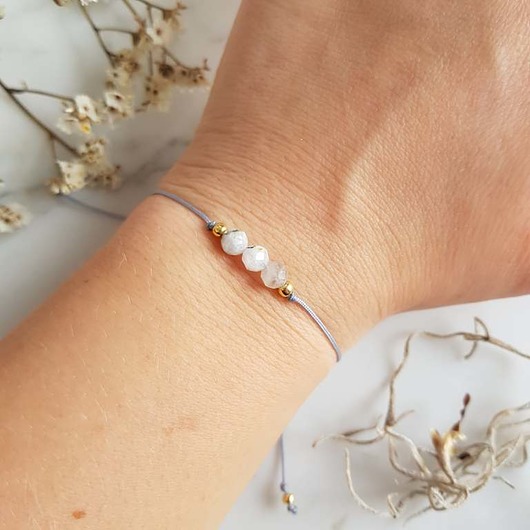 bransoletki z kamieni naturalnych Kamień księżycowy bransoletka na sznurku