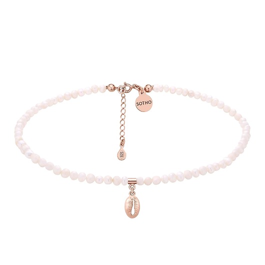 chokery Choker z pereł naturalnych z muszelką z różowego złota
